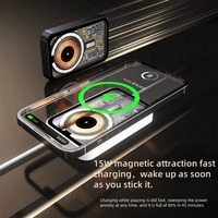 Banque d'alimentation magnétique à miroir avec logo de haute qualité et grande capacité 10000mAh, câbles intégrés, charge sans fil, affichage LED, téléphone portable