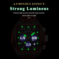 Jam Tangan Sport Poedagar 636 untuk Pria, Analog-Digital Quartz, Tali Silikon, Tahan Air, Bercahaya