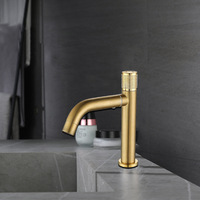 Robinet de lavabo d'hôtel en acier inoxydable SUS304, eau froide uniquement, noir mat, monotrou, pour salle de bain