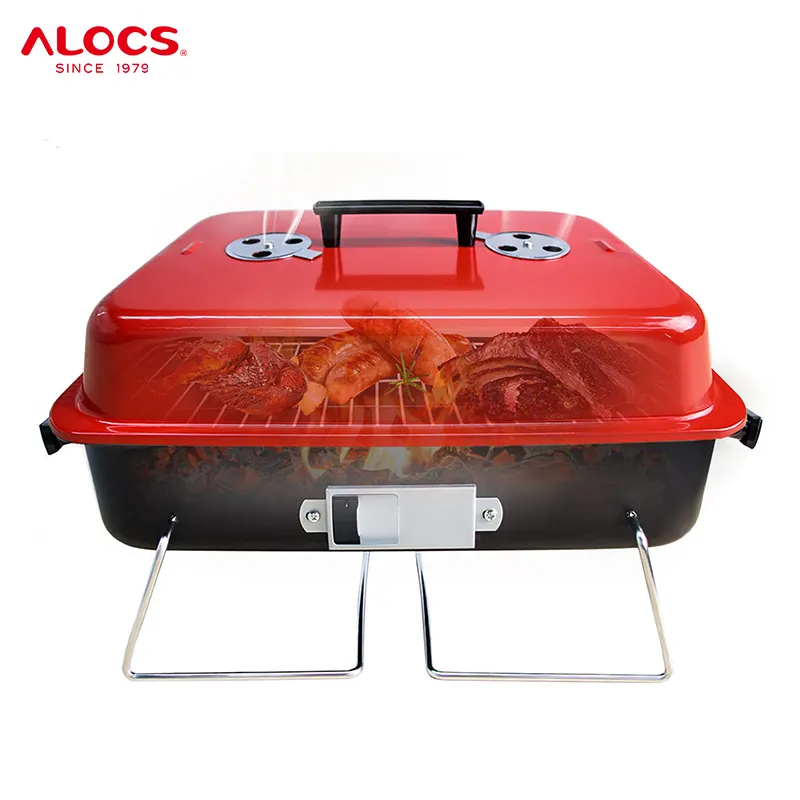 Alocs Draagbare Camping Barbecue Bbq Grill Houtkachel Opvouwbaar Buiten Balkon Tafelblad Houtskool Grills Kachel Met Rook