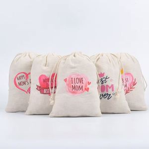 Custom Design Lovely Full Heat Transfer Printing Cotton Linen Drawstring Bag Cotton Jewelry Packing Drawstring <b>Pouch</b> - Product Image 5