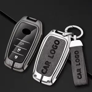 Zinc Alloy Car Smart Key Case Cover For Toyota Alphard VELLFIRE 2012 PREVIA 2018 Shell Fob Holder Keychain Protector Accessories