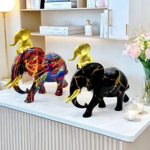 Adorno de Resina Epoxi con Escultura de Elefante Madre e Hijo, Estilo Nórdico Minimalista Creativo, de Alta Gama, Arte y Regalo Coleccionable - Product Image 1