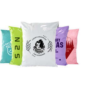 Sacs en plastique personnalisés avec logo imprimé, colorés, pour l'emballage de vêtements, sacs d'expédition en polyéthylène couleur or rose personnalisés - Product Image 1