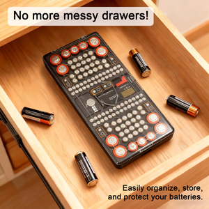 Treo tường Pin container với pin có thể tháo rời Tester Có thể chứa 136pcs <span class=keywords><strong>Battery</strong></span> Organizer trường hợp cho Rack tổ chức - Product Image 3