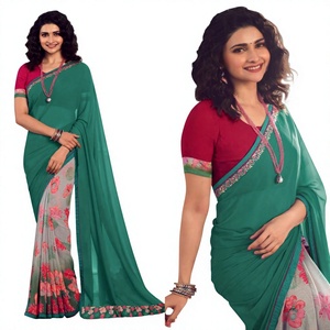 Blusa Tradicional India Étnica para Mujer, Prenda sin Coser para Fiestas, Estampado Floral, Piel Sintética, Saree Lavable de Alta Calidad - Product Image 1