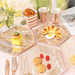 Assiettes <span class=keywords><strong>en</strong></span> papier biodégradables compostables bon marché <span class=keywords><strong>en</strong></span> <span class=keywords><strong>gros</strong></span>, assiettes jetables personnalisées pour fête d'Halloween, assiette <span class=keywords><strong>en</strong></span> papier dorée - Product Image 4