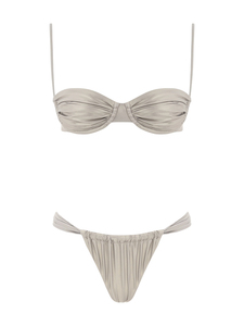 Sexy <span class=keywords><strong>Bikini</strong></span> Brasiliano con Effetto Arricciato, Ferretto <span class=keywords><strong>Push</strong></span>-<span class=keywords><strong>Up</strong></span>, Metallizzato Lucido Lavanda, Costume da Bagno Ecologico con Imbottitura Rimovibile - Product Image 3