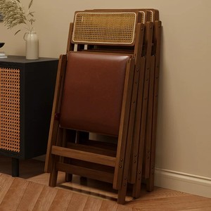 Foldable bar <b>stool</b>, modern minimalist style, solid wood bar <b>stool</b>, restaurant rattan back chair. - Product Image 1