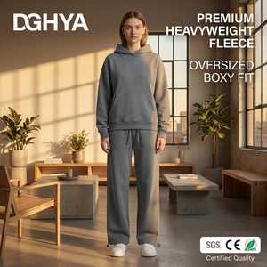 Set Felpa con Cappuccio e Pantaloni <span class=keywords><strong>Oversize</strong></span> in <span class=keywords><strong>Pile</strong></span> Pesante 400GSM per <span class=keywords><strong>Donna</strong></span>, Stile Y2K Personalizzabile, Produzione ODM/OEM - Product Image 1