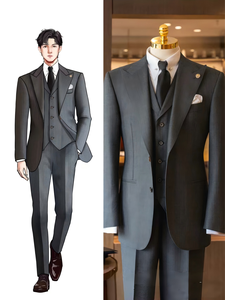 <span class=keywords><strong>Costume</strong></span> smoking trois pièces pour hommes, coupe ajustée, bleu <span class=keywords><strong>foncé</strong></span>, <span class=keywords><strong>vert</strong></span>, <span class=keywords><strong>costume</strong></span> de gentleman - Product Image 2