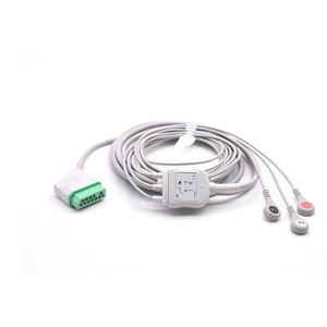 Nihon Kohden compatibele 3-afleidingen <span class=keywords><strong>ECG</strong></span>-kabel met klik-elektrode voor BSM-2300 AHA <span class=keywords><strong>ECG</strong></span>-kabel - Product Image 1