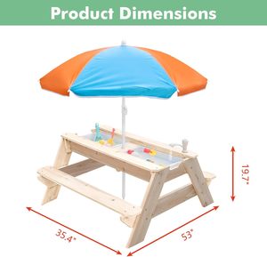 <span class=keywords><strong>Table</strong></span> de pique-nique <span class=keywords><strong>d</strong></span>'extérieur convertible en bois 3-en-1 pour enfants <span class=keywords><strong>Table</strong></span> <span class=keywords><strong>d</strong></span>'activités de sable et <span class=keywords><strong>d</strong></span>'<span class=keywords><strong>eau</strong></span> pour la plage et le jardin Patio Play - Product Image 2