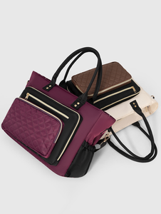 Bolso de mano acolchado con cremallera, bolso de hombro, color en contraste, gran capacidad, para uso diario - Product Image 5