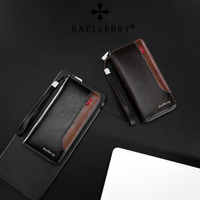 Dompet Pria Baellerry Panjang Baru RFID Dompet Bisnis Multi-slot dengan Ritsleting Kontras Warna Berkualitas Tinggi Dompet Berkapasitas Besar untuk Pria