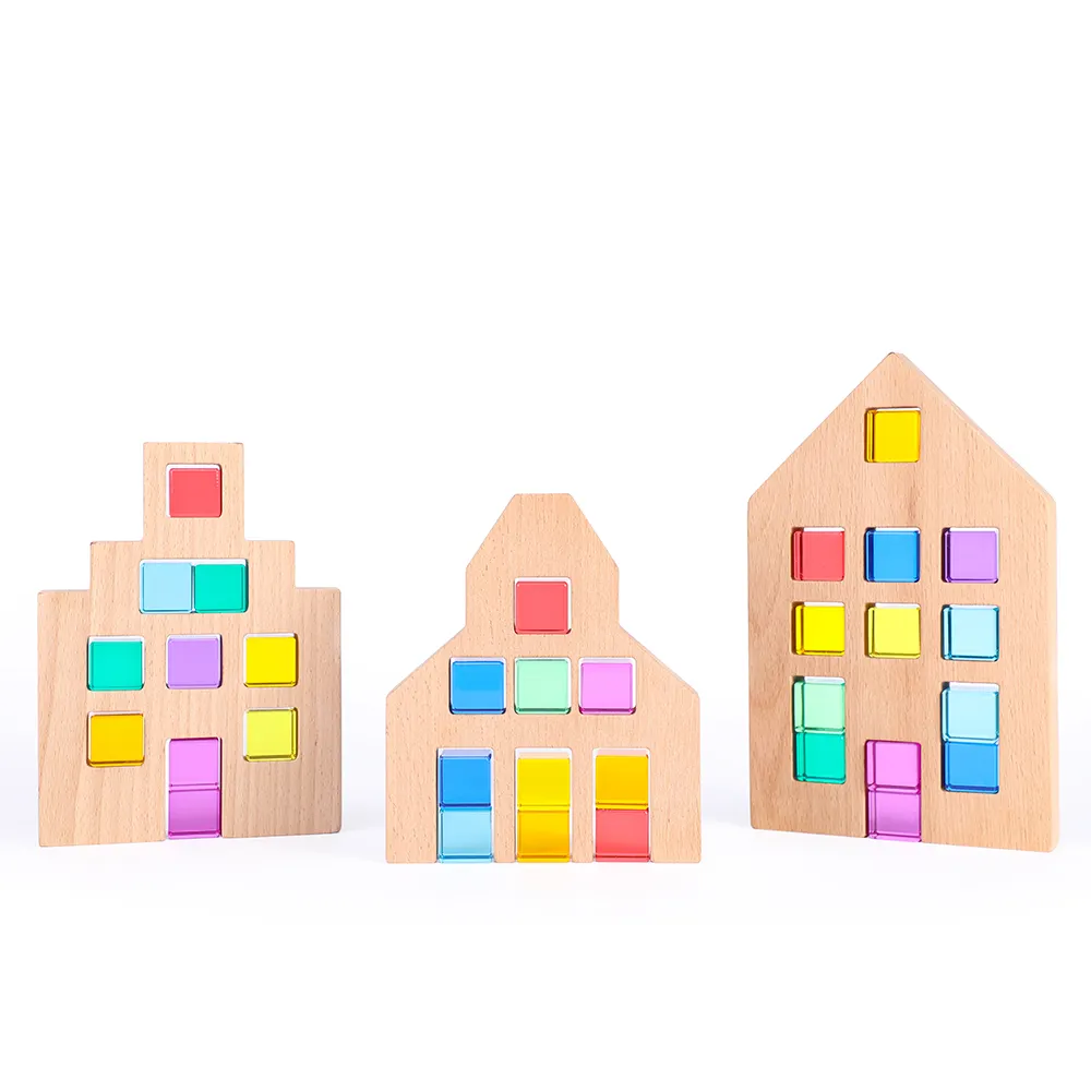 Autismo Sensory Room Play Integration Large Wood House Cube impilabile blocchi acrilici per bambini giocattoli in legno
