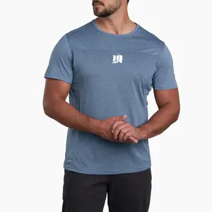 OEM男士超舒适快干运动再生聚氨纶可持续t恤圆领运动衫面料空白夏季t恤