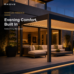 หลังคาเพอร์โกลามอเตอร์ไฟฟ้า RKOVE ทำจากอลูมิเนียม พร้อมรีโมทคอนโทรล สำหรับสวนและลานบ้าน - Product Image 5