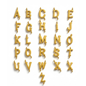 Conectores de Eslabones Iniciales de 10 mm |   Dijes de Letras del Alfabeto con Doble Aro de Acero Inoxidable Chapado en Oro PVD de 18K para la Creación de Joyería DIY - Product Image 1