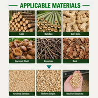 Máquina para Producción de Sustrato de Aserrín para Cultivo de Hongos Shiitake y Ostra, Salida de 3-30 mm, Modelos Disponibles de 0.8-20 T/H