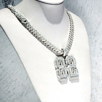 Pendentif de chaîne Hip Hop pour rappeur, numéro personnalisé, en argent 925, entièrement serti de moissanite, modèle 82 pour homme