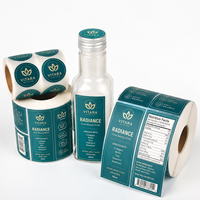 Étiquettes adhésives cosmétiques brillantes, imperméables, imprimées en rouleau, autocollants pour bouteilles, emballages, logo, vinyle, étiquette privée, autocollant personnalisé