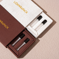 Boîte à tiroirs personnalisée en papier texturé lin avec flacons d'échantillons de parfum en verre vides pour kit de voyage cosmétique