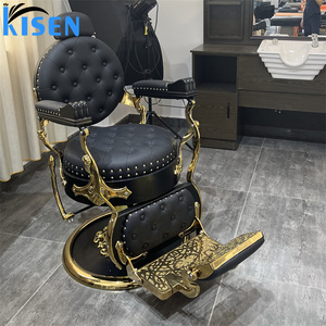 Chaise de barbier hydraulique KISEN en similicuir, hauteur réglable, design traditionnel, mobilier de salon, base ronde, salon de coiffure - Product Image 4