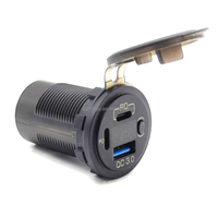 Outlet USB 12V, pengisian daya Cepat USB ganda 3.0 Port & soket pengisi daya mobil PD USB C dengan Voltmeter dan sakelar daya