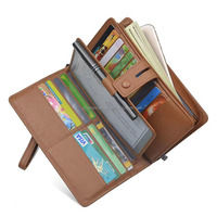Ladies Wristlet Business Travel Purse Removable Checkbook Cover Inside Clutch Wallet RFID Cheap Leather Women Long Wallet
