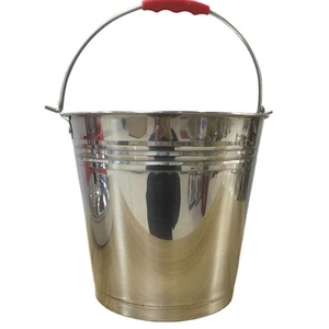 Cubo de hielo de acero inoxidable para fregona del hogar, cubo de agua con tapa, hoja de acero con mango - Product Image 1