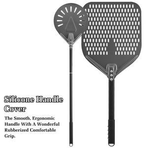 Pelle à pizza perforée professionnelle de 34 cm en aluminium anodisé, spatule de cuisson, outil de retournement pour la cuisson de la pizza - Product Image 3
