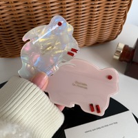 Barrette à cheveux en acétate de couleur rose unie, motif lapin mignon, pour femmes, personnalisable