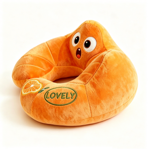 Almohada de Felpa Naranja Personalizada, Almohada Cervical con Forma de Cítrico, Almohada de Viaje con Forma de U, Linda Almohada de Felpa Naranja, Artículos Esenciales de Viaje - Product Image 4