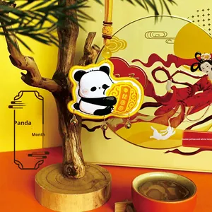 Mid-Autumn Embroidered Panda Sachet Creative Metal Hanging Ornament Accessory for Birthday Chinese New Year Corporate Engraved