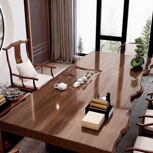 Ensemble table et chaises en bois massif, meubles de salon de style chinois, ensemble de préparation du thé fait à la main, inspiré du Zen - Product Image 4