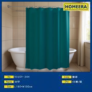 Homeera Shower Curtain 180x180cm Dark Green Polyester Minimalist Bathroom Use - Product Image 2