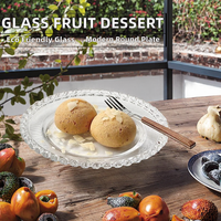Bols de service en verre écologiques modernes et grandes assiettes rondes - Motif personnalisé pour les dîners de mariage, les salades de fruits et les gâteaux