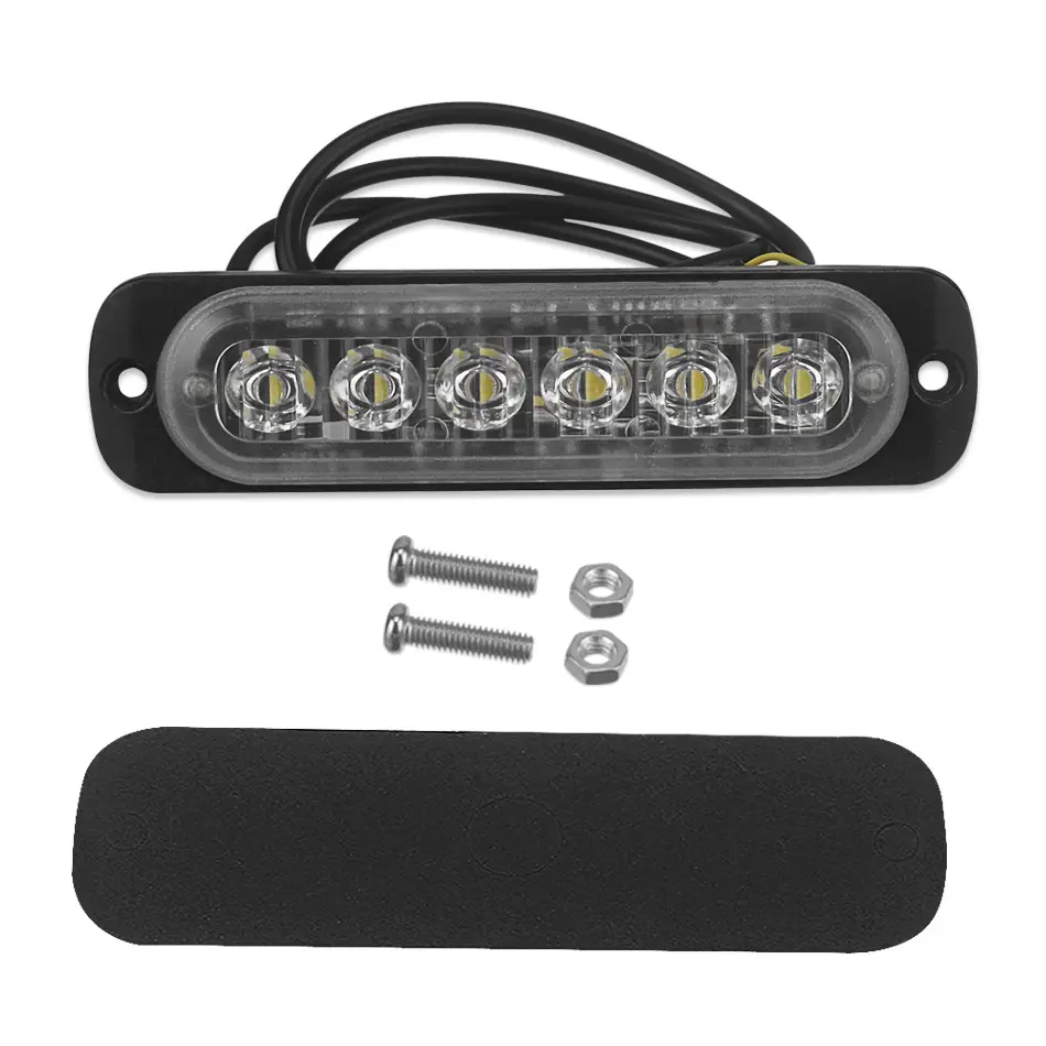 Luces LED de posición lateral para camiones, lámpara estroboscópica ultradelgada de advertencia para construcción, 6LED