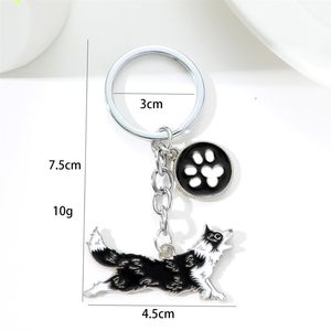 Porte-clés mignon de dessin animé, chien <span class=keywords><strong>teckel</strong></span>, décoration de pied en forme de cœur en métal - Product Image 6