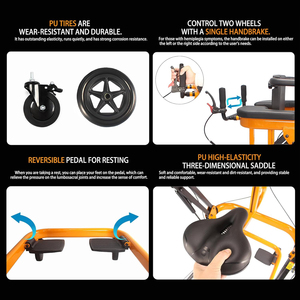 Staande loophulp, opvouwbaar, in hoogte verstelbaar, lichtgewicht, waterdicht, duurzaam, 150 kg draagvermogen, voor hemiplegie en paraplegie - Product Image 6