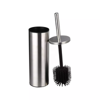 Produit de nettoyage de salle de bain Brosse de toilette en acier inoxydable à long manche avec tête de brosse en silicone