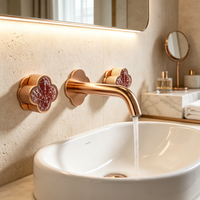 Mitigeur de lavabo large en laiton massif or rose, personnalisé OEM ODM, robinet 3 trous chaud/froid pour projets de salles de bain de villas