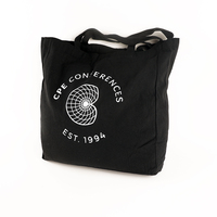 Sac fourre-tout en coton noir recyclé personnalisé, sac de courses réutilisable écologique, impression pour la promotion, cadeau d'épicerie, fabriqué en toile