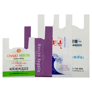 Dongguan White Eco 100 Biodegradable Wholesale Retail Custom Print logo Packaging <strong>Hdpe</strong> Shopping T-shirt Plastic <strong>Bags</strong> with Logos
