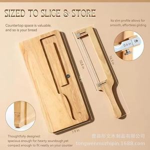Wooden <b>Bread</b> Divider Set With Adjustable Curved <b>Knife</b> And Cutting Board For Baking 8-9.9 In Serrated Blade Polished Finish - Product Image 3