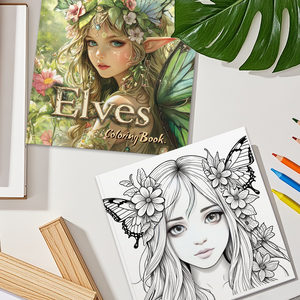 Elves Design Adult Teenage Stress abbau Zeichnung Mal bücher Softcover Board Buch mit Prägung Offset Papier Größe 20*20 - Product Image 2