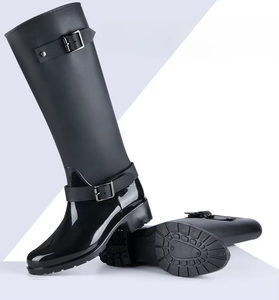 Oem Damesmode Regenlaarzen Koreaanse Versie Lange Waterdichte Pvc Schoenen Voor Volwassenen Antislip Mid-Tube Design Winter Zomer Herfst - Product Image 4