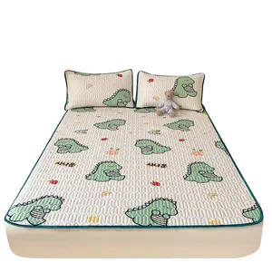 Summer Kids Cartoon Bedding Set Ice Feeling Soft Natural Latex Cooling Sleeping Mat Kit With Pillow Air Conditioner Quilt