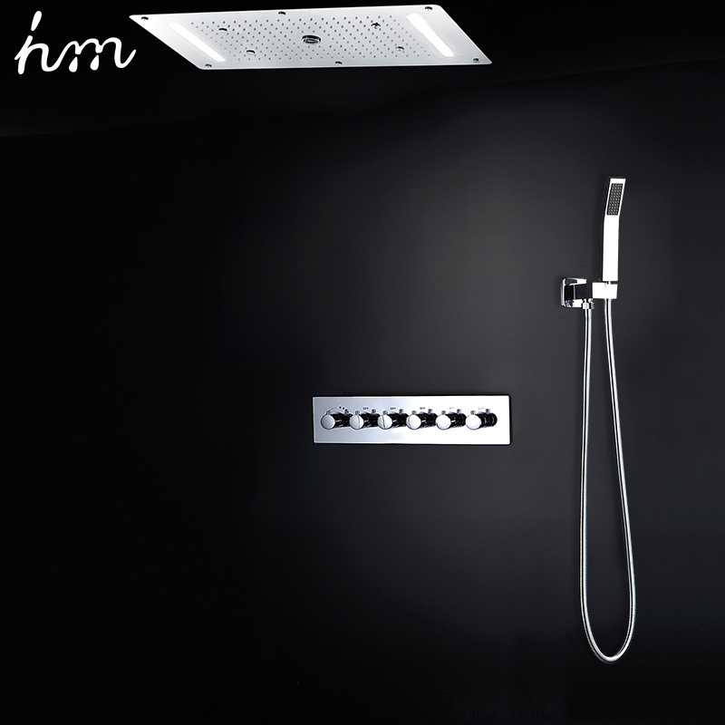 Hm Moderne populaire 304 En acier inoxydable En Laiton Salle De Bain Colonne Pluie Douche Ensemble